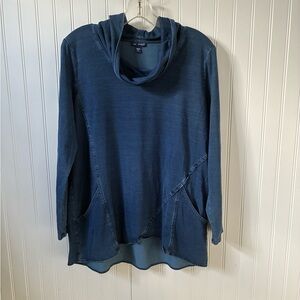 J Jill Blue Cowl Neck Long Sleeve Top